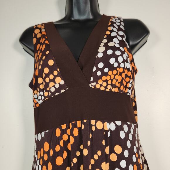 TABOO Knee Length Dress Women Large Orange Brown Babydoll Mod Retro 70s Vintage - Picture 7 of 9